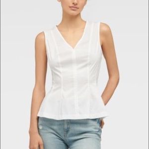 DKNY White Sleeveless Peplum Top